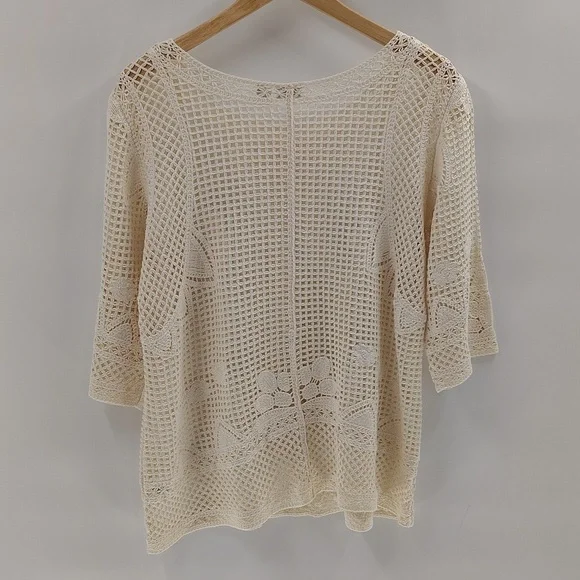 Cato Cream Crochet Sheer Top Size XL - Picture 9 of 9